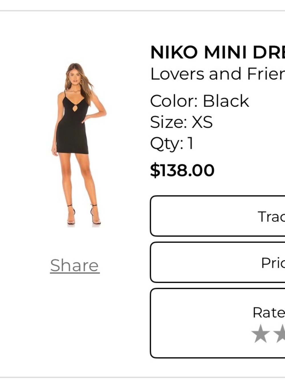Lovers + Friends Niko Black Mini Dress with Front Keyhole